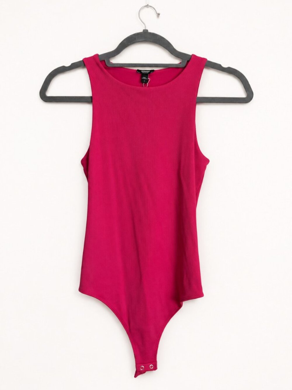 NWT Express Body Contour Hot Pink Ribbed Bodysuit Size S